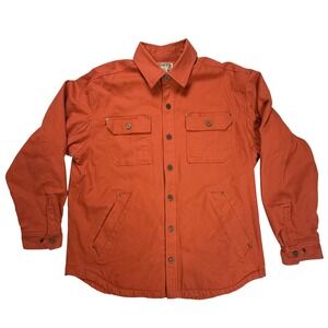 Duluth Trading Co Fire Hose Fleece Lined Shirt Jacket Mens L Burnt Orange 89302